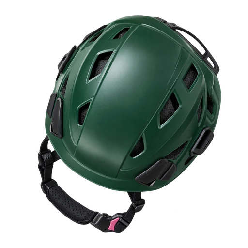 Casque de protection vert avec jugulaire
